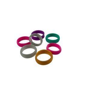 Womens Silicone Rings Lot of 7 Pink Green Purple Silver Size 7 and Size 5 Work